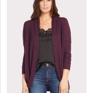 Evereve Sundry Stripe Cozy Cardigan in Maroon and Navy Striped